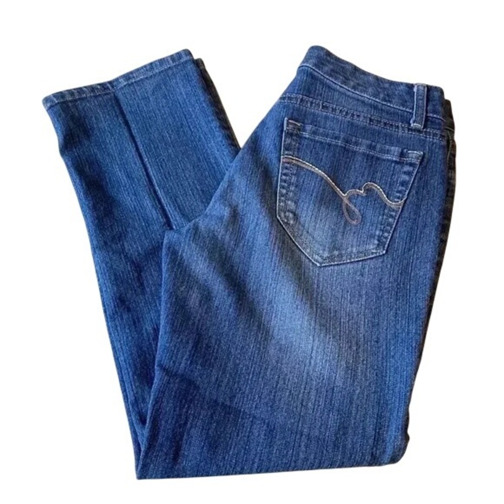 Bandolino Mandie Straight‎ Leg Jeans Medium Wash Blue Size 4PS Petite